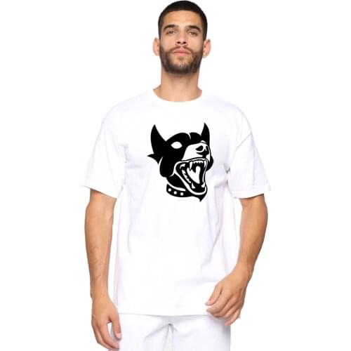BLWHSH Rabid Dog Printing T Shirt Men Short Sleeve Hip Hop T-shirt Animal Black Rabid Dog Printed Fashion Funny Men Plus Tops