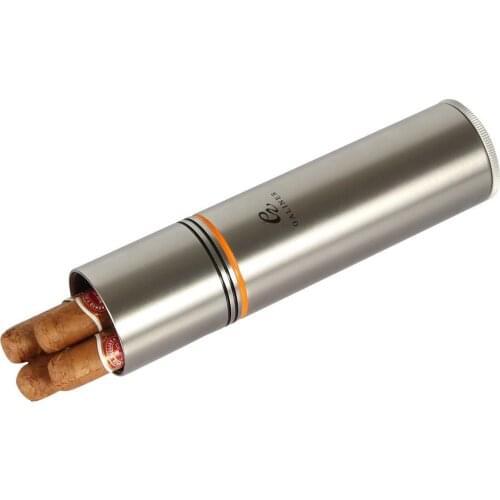 Galiner Travel Cigar Humidor Jar Portable For 3-5 CT Outdoor Cigar Tube Case Mini Metal Humidor Box W/ Hygrometer Humidifier