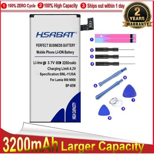 HSABAT Top 3200mAh Battery for Nokia Lumia 900 N900 Lumia900 BP-6EW free shipping