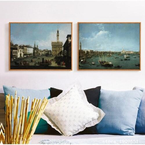 Cotton no frame classical ships Venice city scenery canvas printings oil painting printed on cotton wall art decoration picture