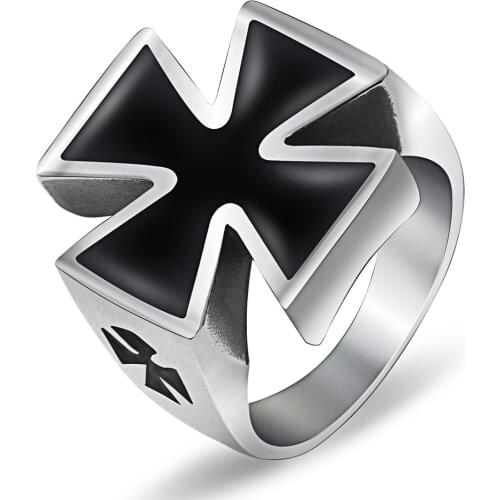 Wholesale US 7 to 15 size German Army Iron Cross Ring Stainless Steel Jewelry Gothic Punk Motor Biker Men Ring