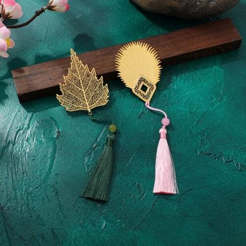 2pc Retro Feather Tassel Pendant Bookmark Decoration Accessories Book Mark Page Folder Student Office School Supplies Stationery