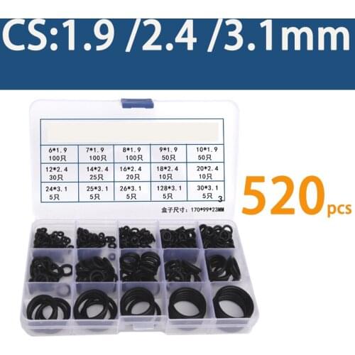 460/520PCS NBR Seal Ring Kit Thickness 1.5 / 1.9/2.4/3.1mm Nitrile Rubber NBR O-Ring Gasket Sealing Ring O Rings Rubber Kit Set