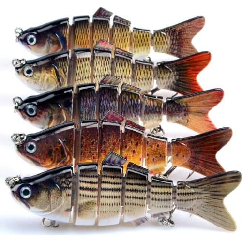 LINGYUE 5pcs/Lot 10cm/19g 6 Segments Swimbait Fishing Lures 6# Hooks Wobblers Artificial Hard Bait jig Carp Fishing Tackle Pesca