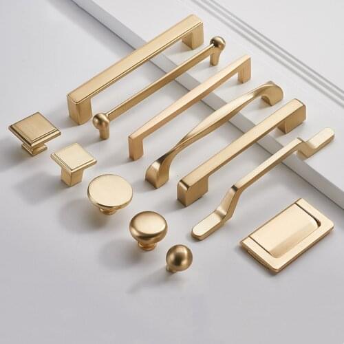 Copper color brushed gold American simple cupboard wardrobe drawer cabinet door handles hardware handle accessories