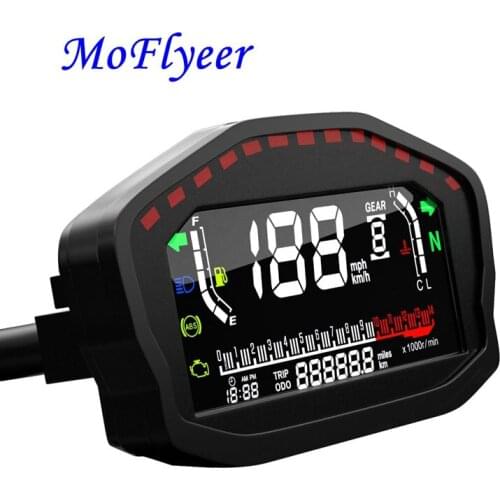 Motorcycle Tachometer Motobike Digital Speedometer LCD Odometer Indicator Motocross Water Temperature ATV Meter ABS Fuel Gauge