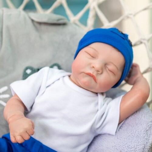 NPK 49CM Reborn rooted eyelashes Doll Baby Levi lifelike Soft Body Flexible Implanted hair 3D Skin Tone with Veins