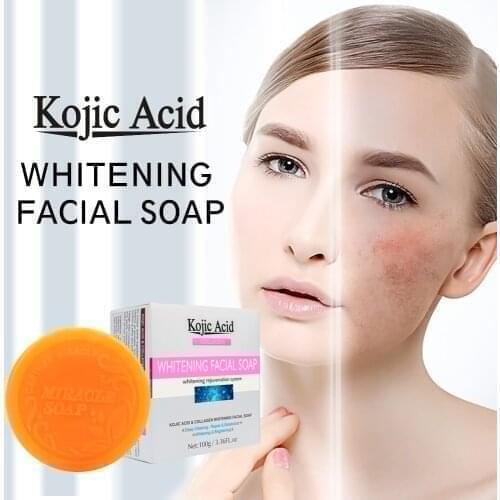 12Pcs/lot Kojic Acid Whitening Soap For Dark Skin Remove Dark Spots Freckle Clean Whitening Body Soap Bleaching Face Skin Care