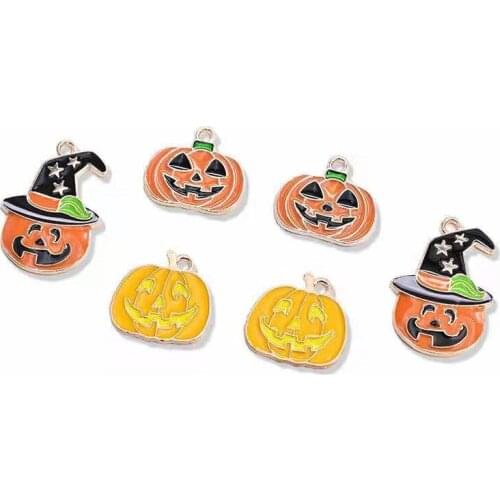 Halloween Theme Pendant Funny Pumpkin Head Dripping Alloy Pendant For Diy Making ChildrenS Headwear Earring Bracelets Materials