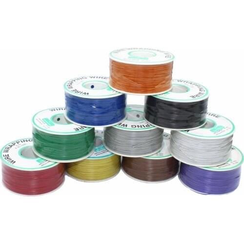250 m/lots 30 AWG Wrapping Wire 10 Colors Single Strand Copper Cable Ok Wire Electrical Wire for Laptop Motherboard PCB Solder