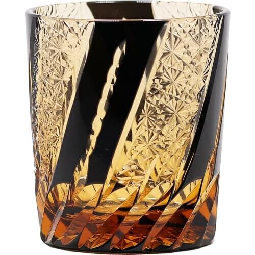 Hand Cut to Clear Glass Drinkingware Whisky Glasses Crystal Rock Glass Tumbler 8.3 Ounces Scotch Glasses