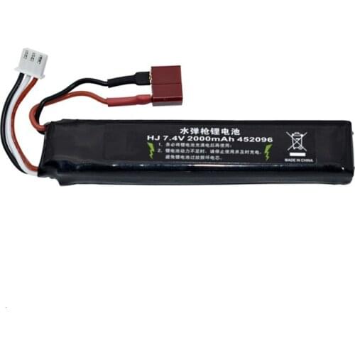 TREANTY Water Gun 1Pcs T Plug 7.4V 2000mAh Lipo Battery for Mini Airsoft BB Air Pistol Electric Toys RC Parts 452096 2S battery