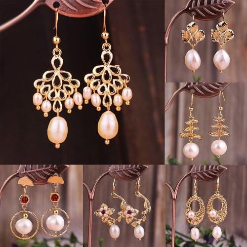 FARLENA Jewelry High Quality Drop Earrings for Women Vintage Baroque irregular shaped freshwater pearl earrings