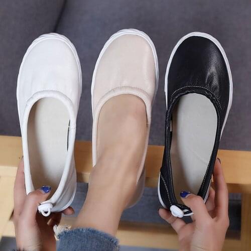 Womens Flats Moccasins White Shallow Designer Genuine Leather Handmade Fashion Loafers Light Mouthed Lady Butterfly Knot