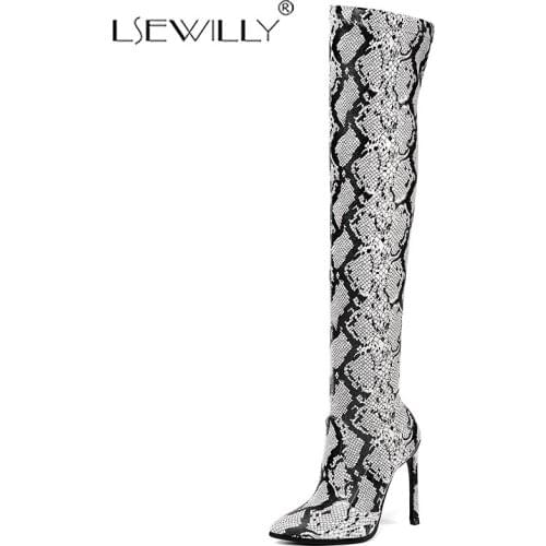 Lsewilly size 43 fashion over the knee boots pointed toe zip high heels prom ladies boots elegant autumn winter long boots K232