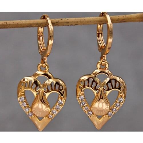 Fashion Drop dangle Gold Earring Women 's earrings heart Earrings for womens white Zircon wedding Jewerly accessories