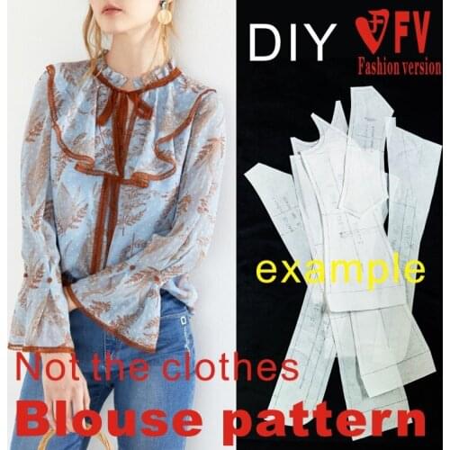 Female soil long-sleeved shirt pattern effect drawing Sewing drawing 1:1 Garment making pattern BCY-156