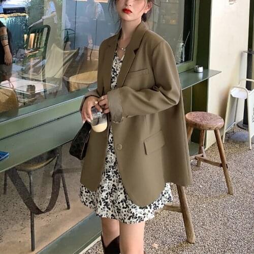 Black Blazer Women 2021 Autumn Casual Long Sleeve Button Korean Fashion Oversize Thin Blazer Jackets Female Design Y2k Coats