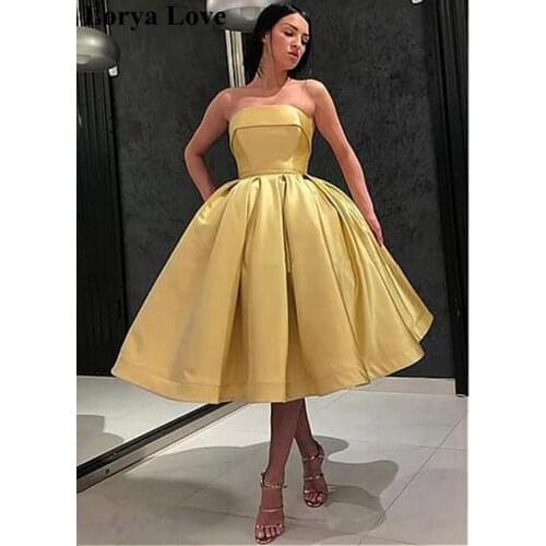 Gold Graduation Cocktail Dresses 2020 Elegant Blue Satin Ball Gown Homecoming Vestidos De Gala Women Party Night Sexy Prom Dress