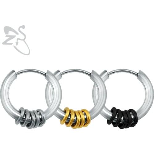 ZS 1 Pair Round Stainless Steel Aros Ear Hoop Earring Small Mix Color Loop Circle Hoop Earring Piercing Jewelry For Women Men