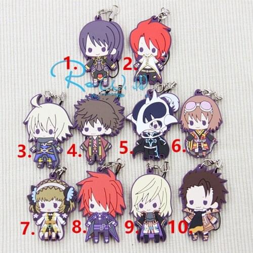 1pcs Anime Keychain Tales Story Zaveid Sorey Rose Alisha Diphda Mikleo Edna Lailah Soft Rubber Keychain Keyrings Pendant llavero