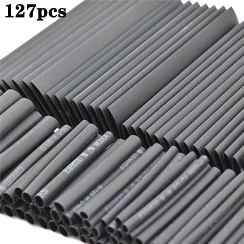 127PCS Heat Shrink Tubing Useful cable Electrical Tube shrinkable tube Black 2:1 Assortment Car Cable Sleeving Wrap Wire Kit