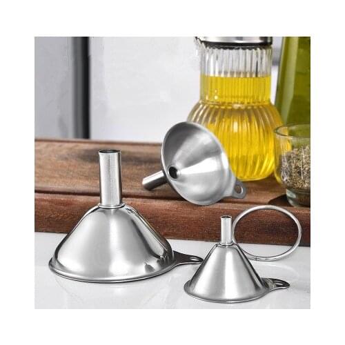 3pcs /set Multifunctional Stainless Steel Funnel Essentail Oil Water Spices Wine Flask Filter Funnel for Home Kitchen Gadgets