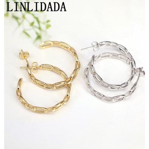 5Pairs, 30mm Gold/Silver color Circle stud earrings for women popular Loop Earring jewelry
