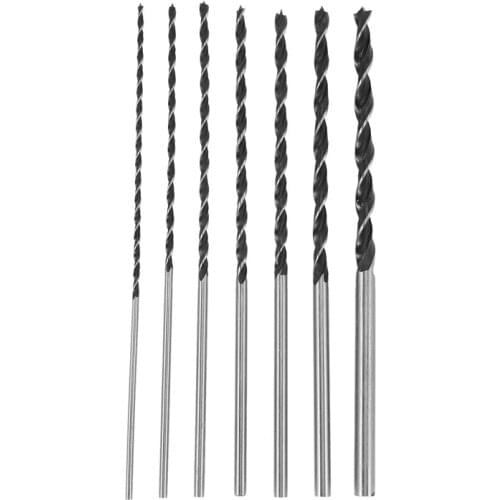 7pc X Long Wood Drill Bit Set 4mm 5mm 6mm 7mm 8mm 10mm 12mm x 300mm Brad Point