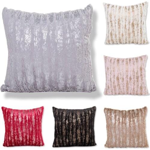 Airldianer New Plush Pillowcase Soft wool Gold Silver Furry Cushion Cover Square Waist Throw Pillow Cover Gifts Faux Fur