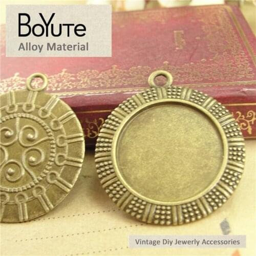 BoYuTe (30 Pieces/Lot) 25MM Vintage Metal Round Pendant Cabochon Glass Cabochon Settings Diy Pendant Base for Jewelry Making