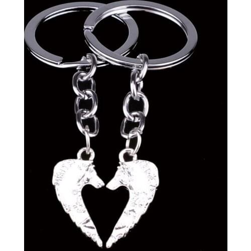 2PC/Set Family Charm Heart Punk Puzzle Wolf Head Key Chains Ring Fob Keyring Keychain Friends BFF Jewelry Gifts 2018 New Fashion