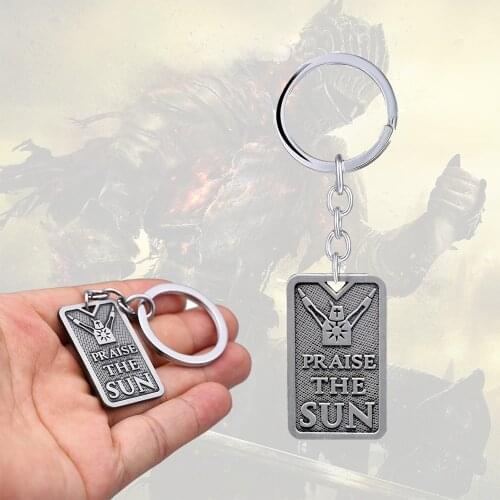 Game Dark Souls Keychain praise the sun Solaire of Astora Pendant Metal chaveiro Key Ring bag charm Key Chain Jewelry