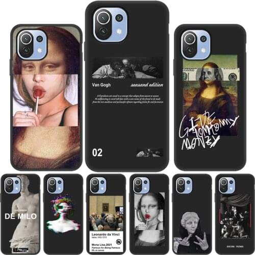 Mona Lisa Pattern Case For Xiaomi Mi 11 Ultra Case Silicon Funda On Xiaomi Mi 10T 10 T Pro Note 10 Lite Mi11 Pro Back Cover Capa