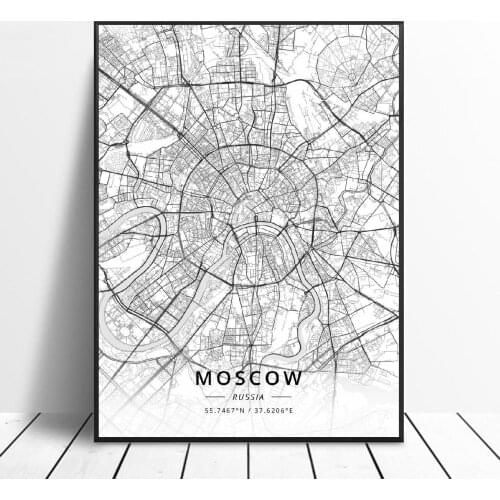 Chelyabinsk Region Moscow Novosibirsk Krasnoyarsk Nizhny Novgorod Kazan Russia Canvas Art Painting Map Poster
