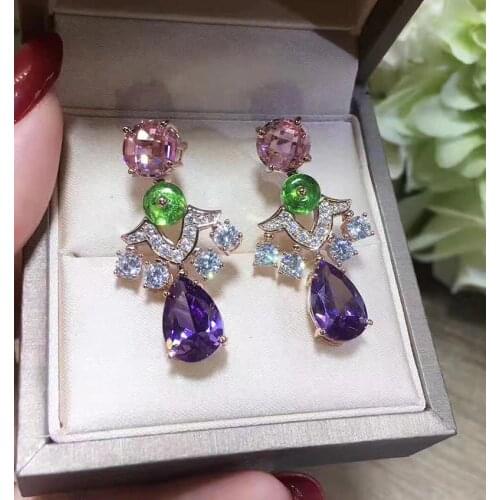 Pure 925 Silver Fashion Jewelery Woman Stone Earrings Geisha Dream Party High Quality Silver Water Drop Jewelry