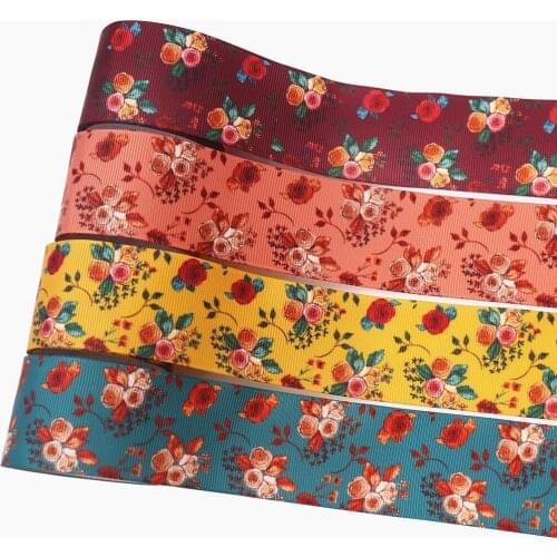 Floral Floral Pattern Handmade DIY Thermal Transfer Ribbon Ribbon Threaded Ribbon Ribbed Ribbon Satin Ribbon Mobile Phone Strap