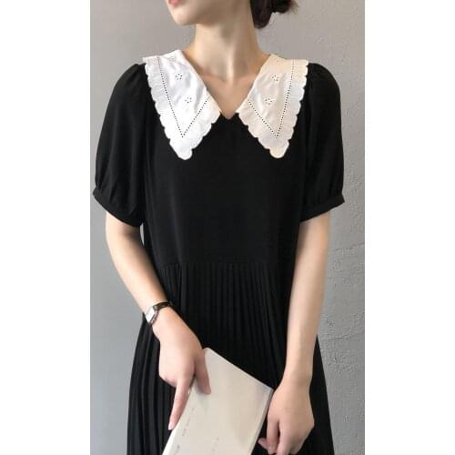 Elegant Temperament Women Dress Female Casual FShort sleeve Chiffon black Print Dresses A-line Vintage Sweet Clothing Vestidos