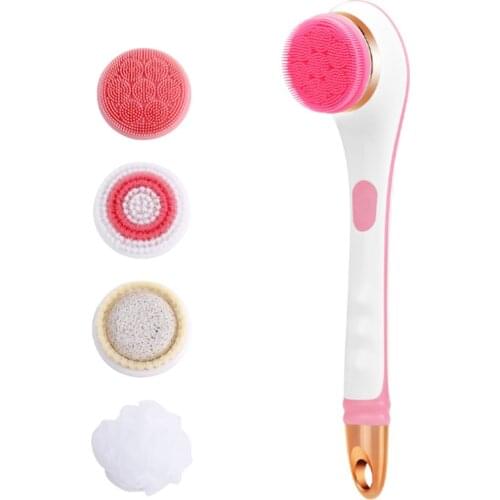Electric Bath Brush Silicone Back Massage SPA Shower Brush Exfoliate Skin Care Waterproof USB Long Handle Body Cleaning Brush