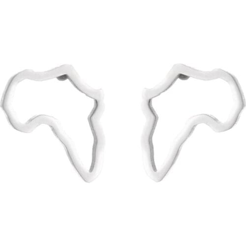 Africa Map Stud Earrings for Women Girls Gold Silver Color Stainless Steel African Jewelry Party Wedding