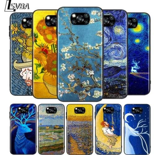Van Gogh Oil Painting for Xiaomi Poco X3 NFC X2 M3 M2 F2 Pro C3 F1 A2 Lite A1 Mix3 Play Silicone Soft Black Phone Case