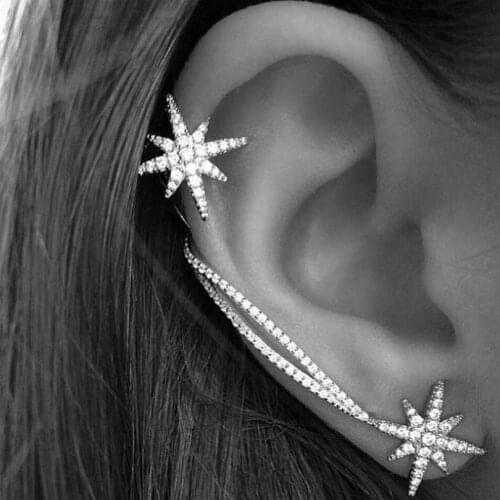Korean Fashion Jewelry Shiny Flower Crystal Stud Earrings Asymmetrical Rhinestone Snowflake Earrings Womens Elegant Earrings