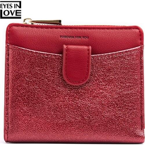 Fashion Glitter Pu Leather Women Wallet with Zipper Coin Pocket Card Holder Short Purse Ladies Small Wallet Female Carteras NEW