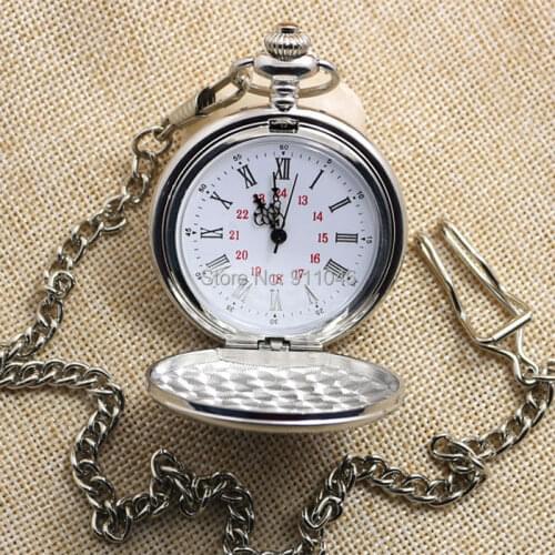 Hot Sell Fashion Vintage Silver Polished Roman Dial Pocket Watch,Sweater Chain 100pcs/lot wholesale