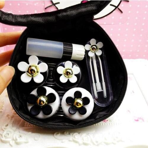 LIUSVENTINA Hot Sale Portable DIY Resin Cute Flower Combo Contact Lens Case Bag Container for Color Lenses Gift for Girls