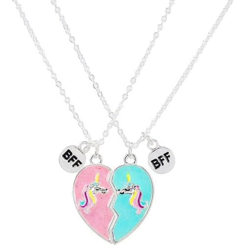 Luckydays Magnetic BFF Necklace 2Pcs/Set Heart-shaped Best Friends Necklaces Couples Chain Friendship Gifts for Girl Women