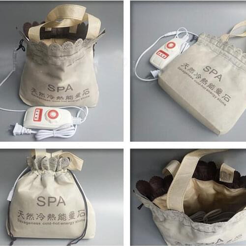 Natural Massage hot stone massage lava Natural Energy massage stone set hot spa rock basalt stone massage with heater bag 220V
