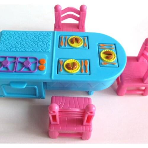 Furniture for 9-11cm Doll Furniture Small Dining Table Backyard Small Dining Room with 3 PCs Small Chair Gifts for Girls