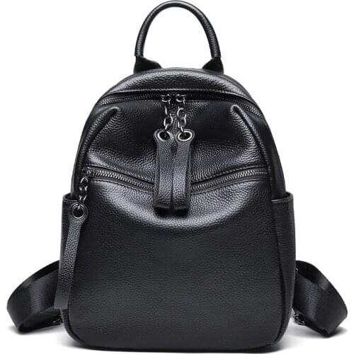 Fashion Womens Large Capacity Backpacks Genuine Leather Female Travel Backpack School Bags For Girls Leisure Shoulder Bags New