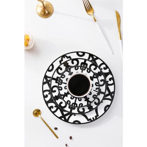 Nordic wrought iron ceramic plate set Western wedding snack plate daily fruit plate bone China coffee cup and saucer